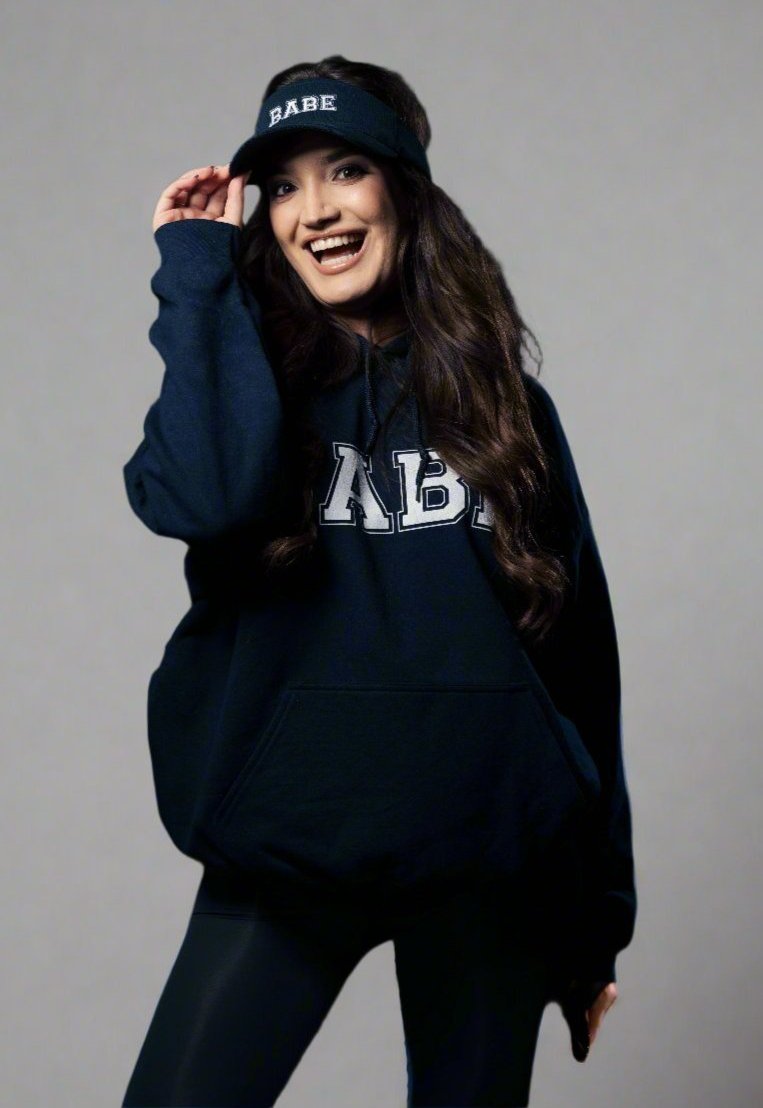 Oversized Collegiate Hoodie Sweatshirt - White Print